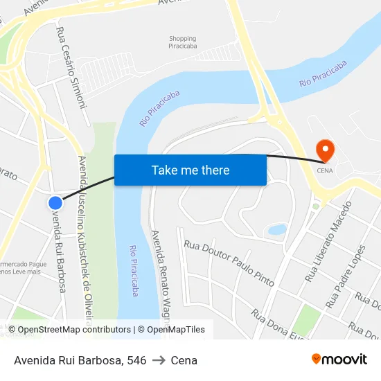 Avenida Rui Barbosa, 546 to Cena map