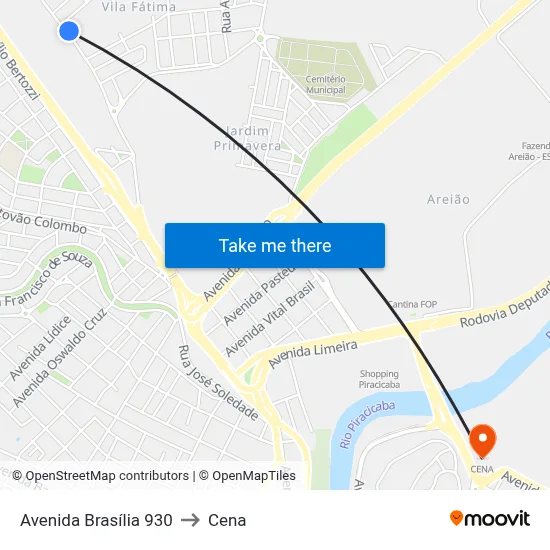 Avenida Brasília 930 to Cena map