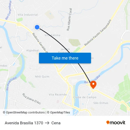 Avenida Brasília 1370 to Cena map