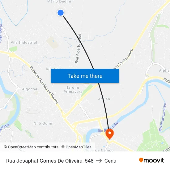 Rua Josaphat Gomes De Oliveira, 548 to Cena map