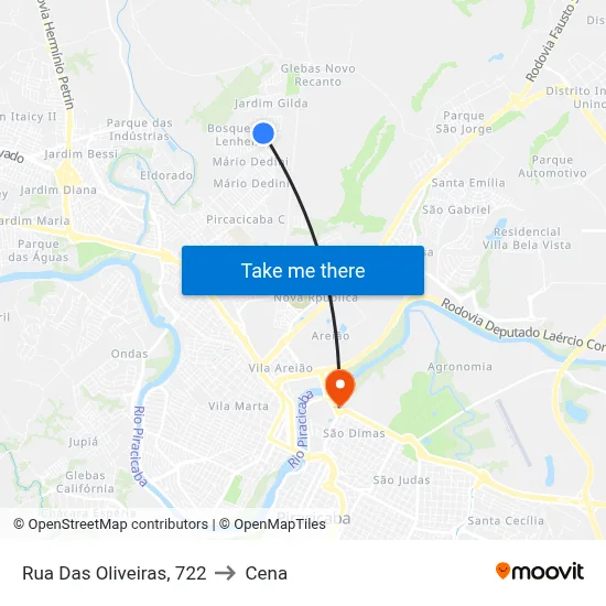 Rua Das Oliveiras, 722 to Cena map