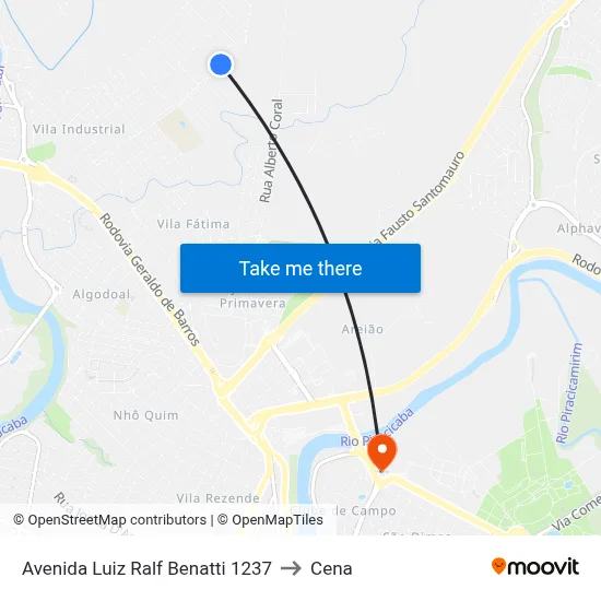 Avenida Luiz Ralf Benatti 1237 to Cena map