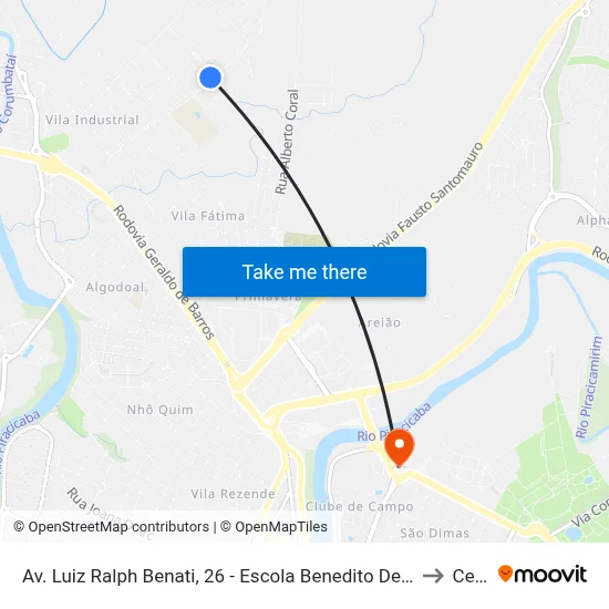 Av. Luiz Ralph Benati, 26 - Escola Benedito De Andrade to Cena map