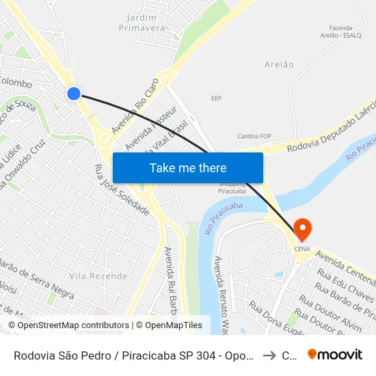 Rodovia São Pedro / Piracicaba SP 304 - Oposto Arcelormittal to Cena map