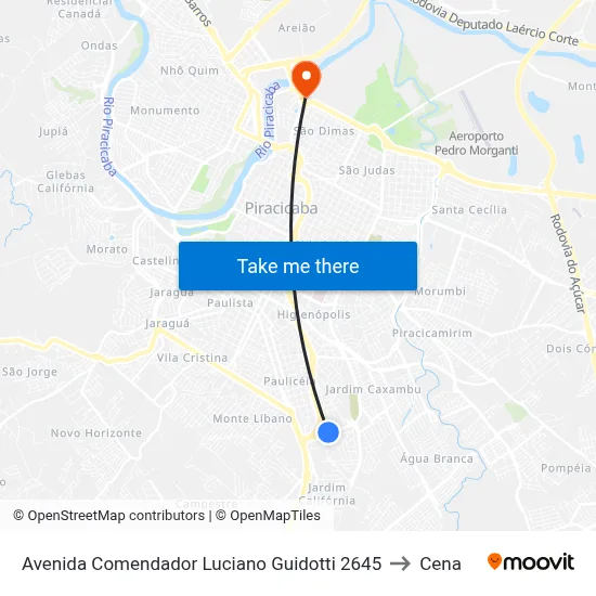 Avenida Comendador Luciano Guidotti 2645 to Cena map
