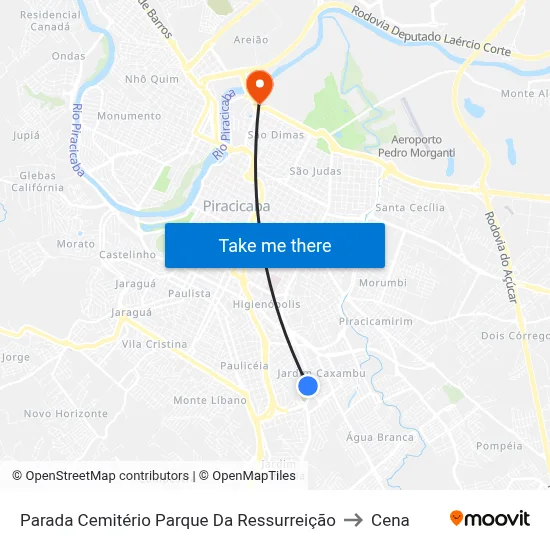 Parada Cemitério Parque Da Ressurreição to Cena map