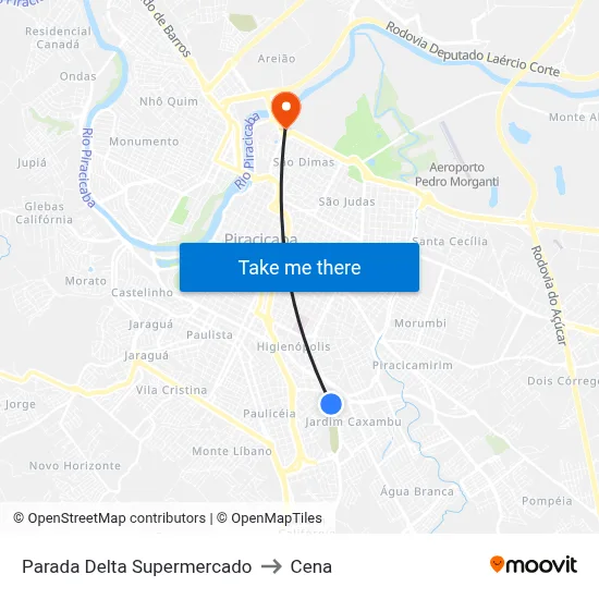 Parada Delta Supermercado to Cena map