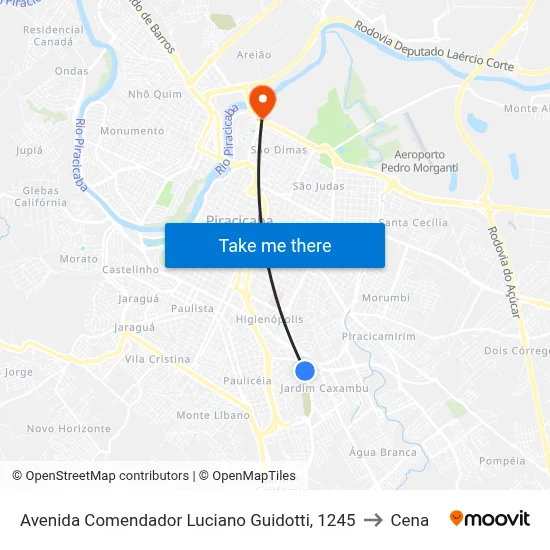 Avenida Comendador Luciano Guidotti, 1245 to Cena map