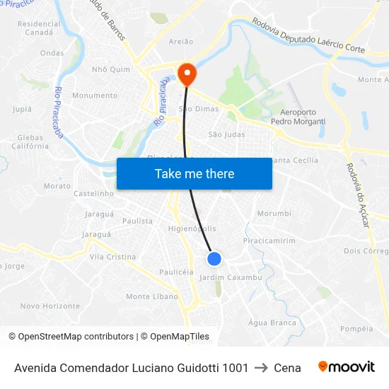 Avenida Comendador Luciano Guidotti 1001 to Cena map