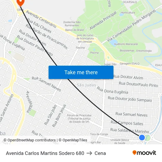 Avenida Carlos Martins Sodero 680 to Cena map