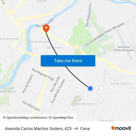 Avenida Carlos Martins Sodero, 425 to Cena map