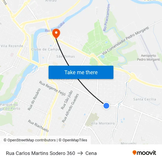 Rua Carlos Martins Sodero 360 to Cena map