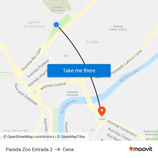 Parada Zoo Entrada 2 to Cena map