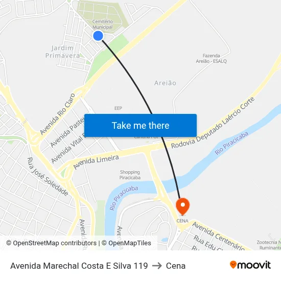 Avenida Marechal Costa E Silva 119 to Cena map