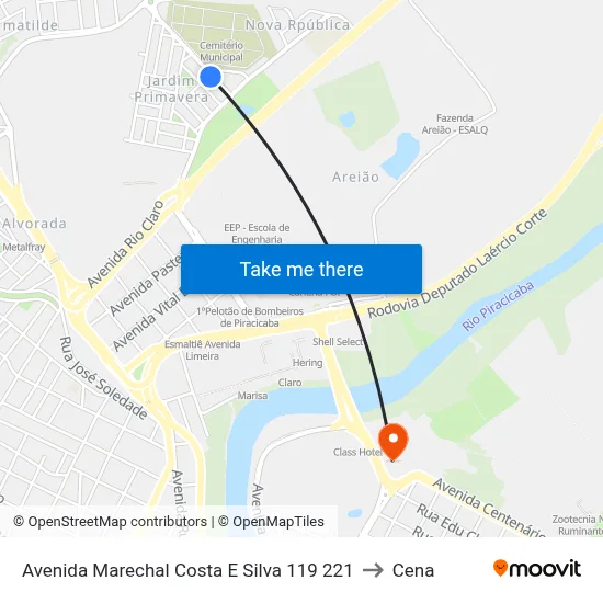 Avenida Marechal Costa E Silva 119 221 to Cena map