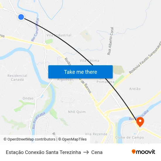Estação Conexão Santa Terezinha to Cena map