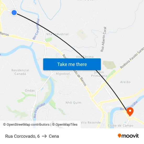 Rua Corcovado, 6 to Cena map