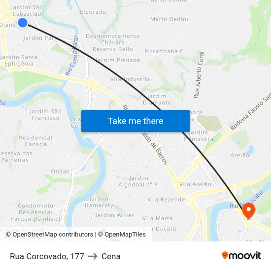 Rua Corcovado, 177 to Cena map