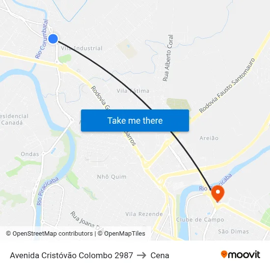 Avenida Cristóvão Colombo 2987 to Cena map