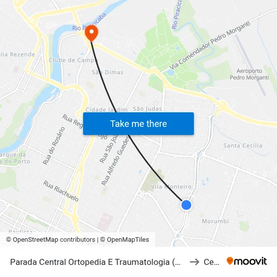 Parada Central Ortopedia E Traumatologia (Cot) to Cena map