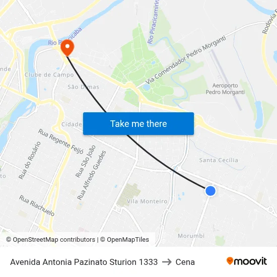 Avenida Antonia Pazinato Sturion 1333 to Cena map