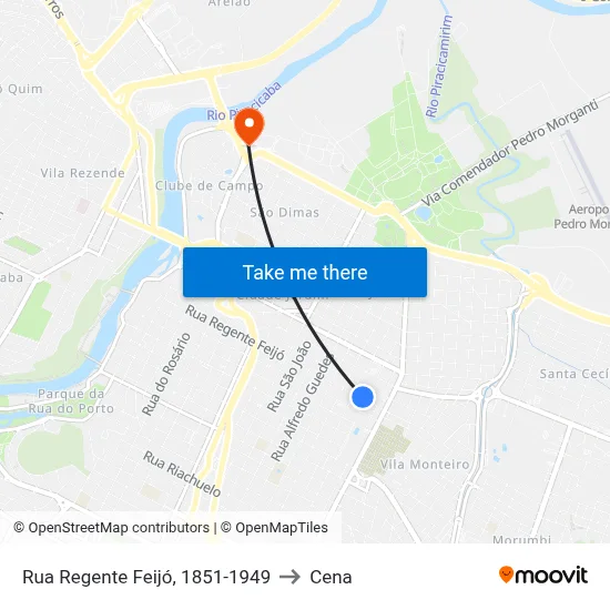 Rua Regente Feijó, 1851-1949 to Cena map