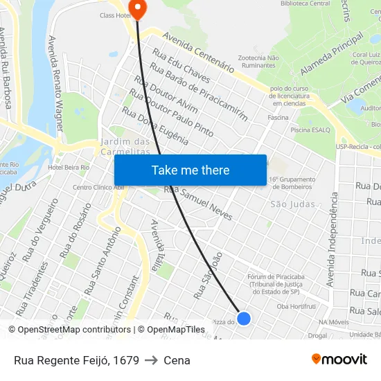 Rua Regente Feijó, 1679 to Cena map