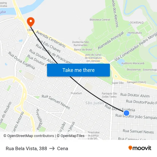 Rua Bela Vista, 388 to Cena map