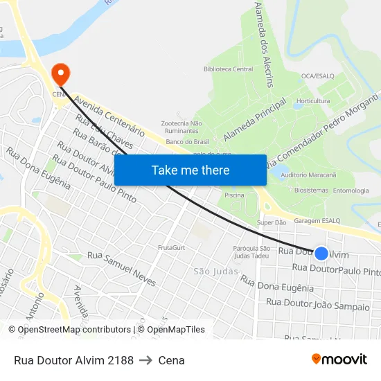 Rua Doutor Alvim 2188 to Cena map