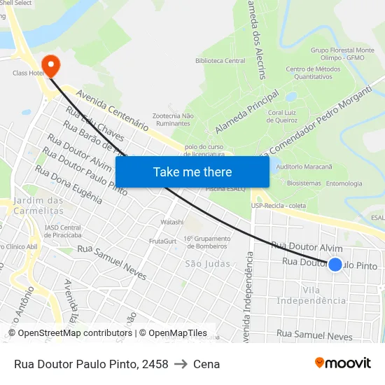 Rua Doutor Paulo Pinto, 2458 to Cena map