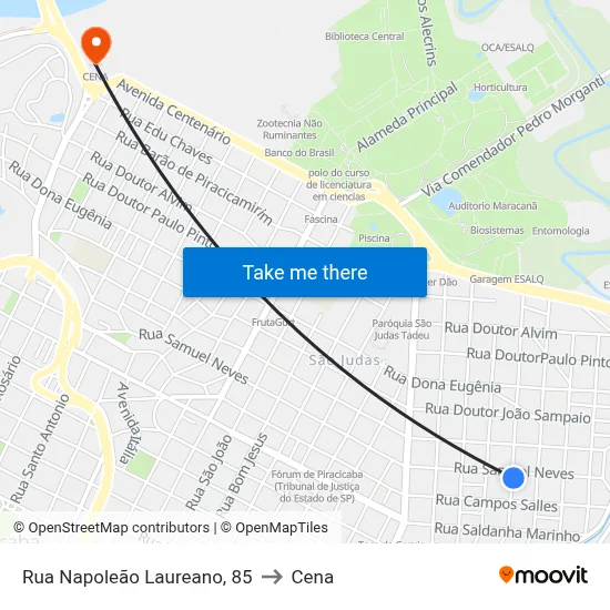 Rua Napoleão Laureano, 85 to Cena map