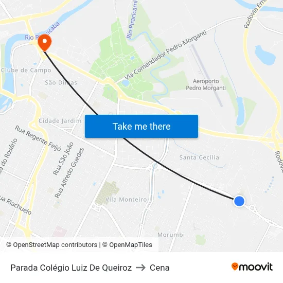 Parada Colégio Luiz De Queiroz to Cena map