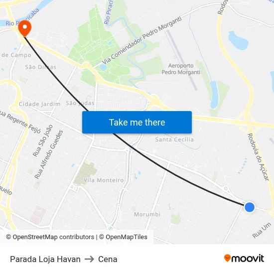 Parada Loja Havan to Cena map