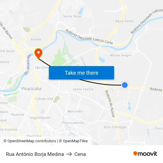 Rua Antônio Borja Medina to Cena map