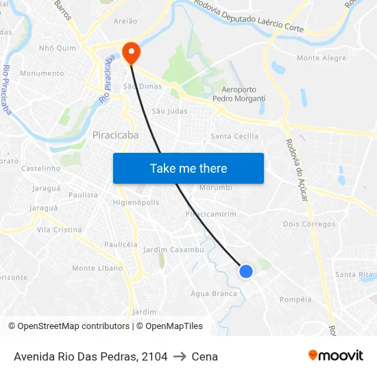 Avenida Rio Das Pedras, 2104 to Cena map