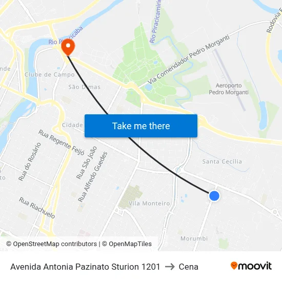 Avenida Antonia Pazinato Sturion 1201 to Cena map