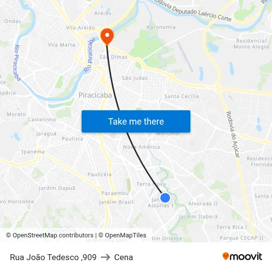 Rua João Tedesco ,909 to Cena map