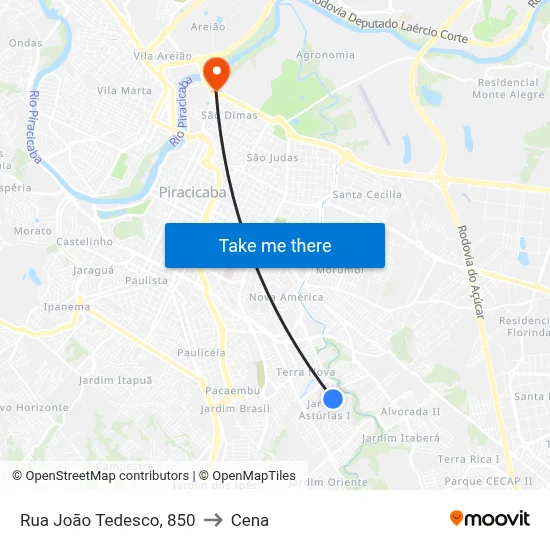 Rua João Tedesco, 850 to Cena map