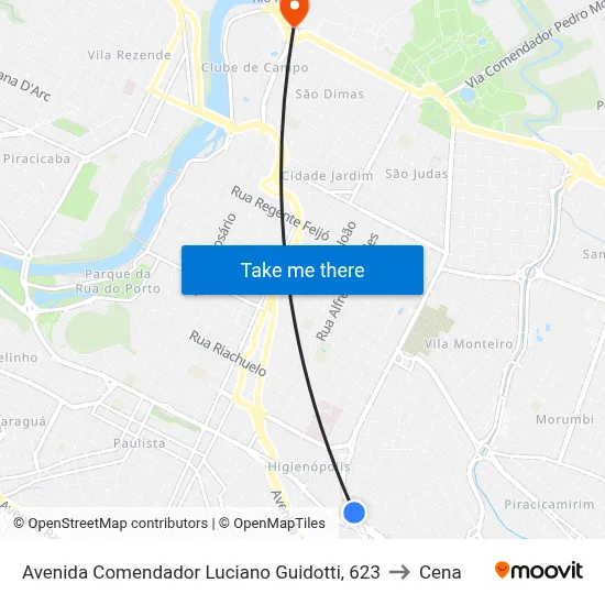 Avenida Comendador Luciano Guidotti, 623 to Cena map