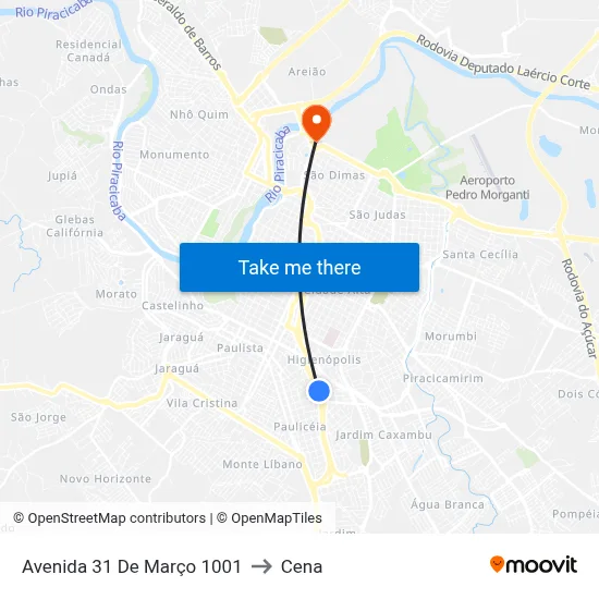 Avenida 31 De Março 1001 to Cena map