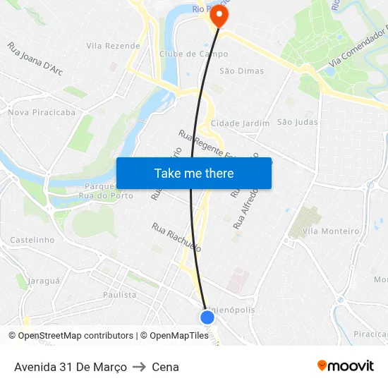 Avenida 31 De Março to Cena map