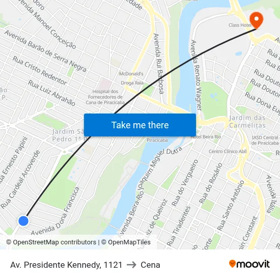 Av. Presidente Kennedy, 1121 to Cena map