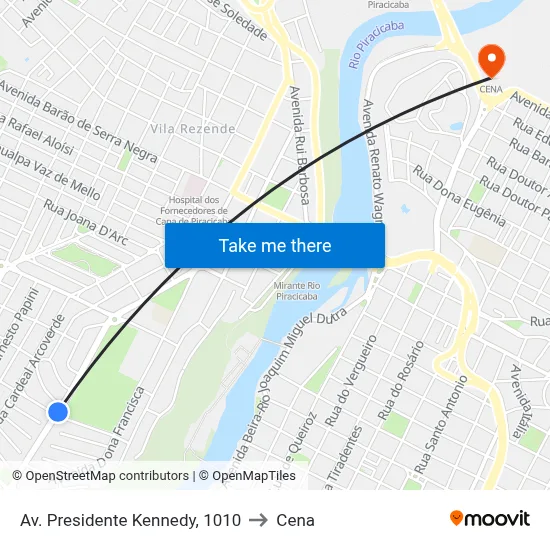 Av. Presidente Kennedy, 1010 to Cena map