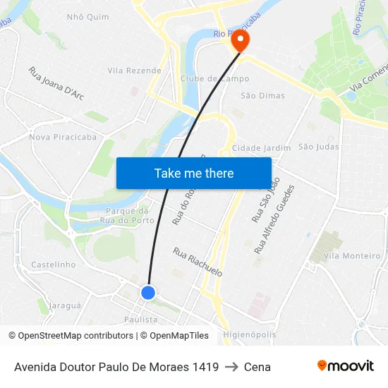 Avenida Doutor Paulo De Moraes 1419 to Cena map