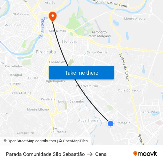 Parada Comunidade São Sebastião to Cena map
