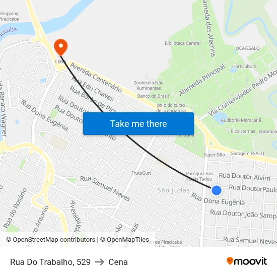 Rua Do Trabalho, 529 to Cena map