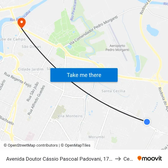 Avenida Doutor Cássio Pascoal Padovani, 1740 to Cena map