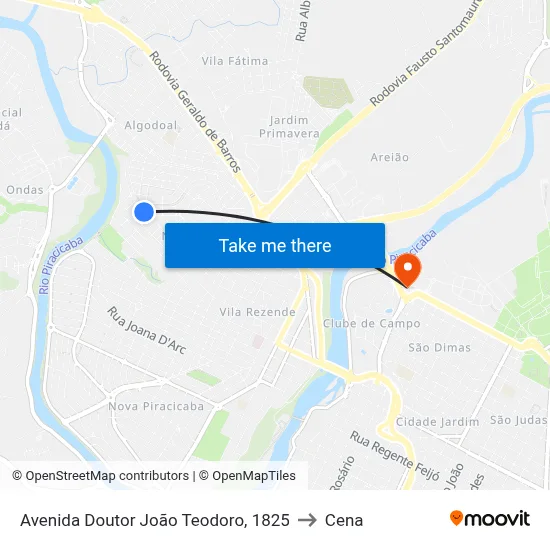 Avenida Doutor João Teodoro, 1825 to Cena map