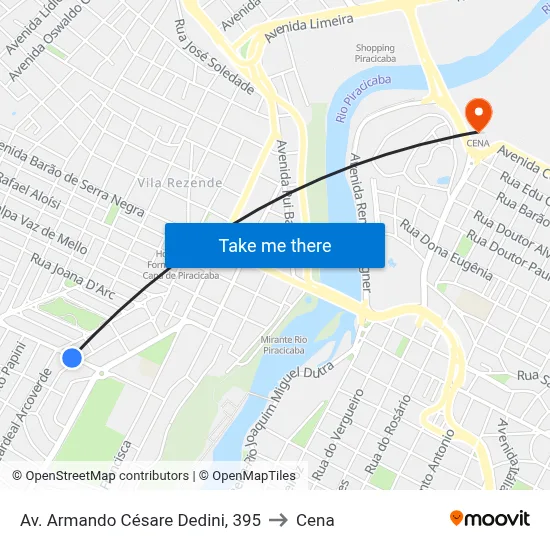 Av. Armando Césare Dedini, 395 to Cena map