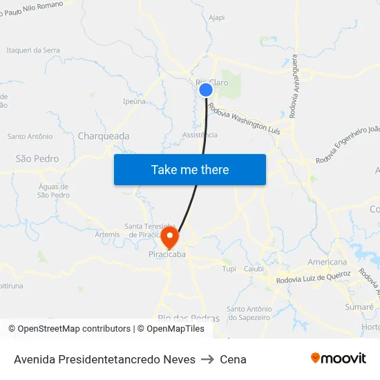 Avenida Presidentetancredo Neves to Cena map